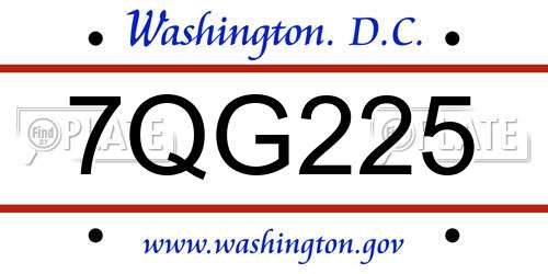 7QG225 District Of Columbia License Plate