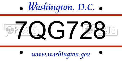 7QG728 District Of Columbia License Plate