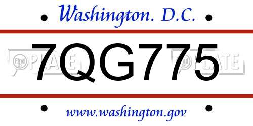 7QG775 District Of Columbia License Plate