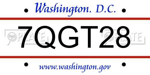 7QGT28 District Of Columbia License Plate