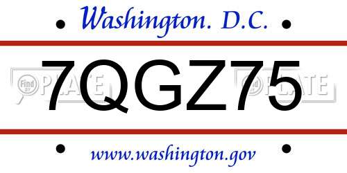 7QGZ75 District Of Columbia License Plate
