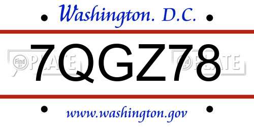 7QGZ78 District Of Columbia License Plate