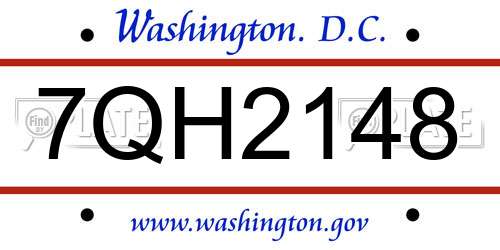 7QH2148 District Of Columbia License Plate