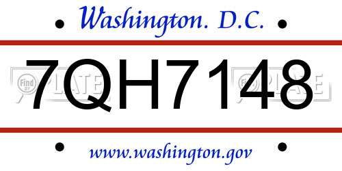 7QH7148 District Of Columbia License Plate