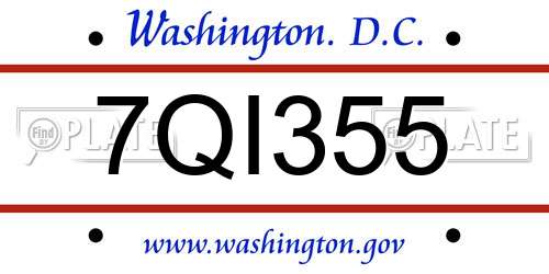 7QI355 District Of Columbia License Plate