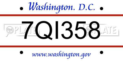 7QI358 District Of Columbia License Plate