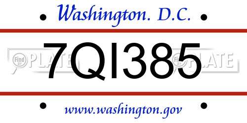 7QI385 District Of Columbia License Plate
