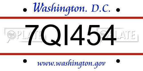 7QI454 District Of Columbia License Plate