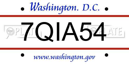 7QIA54 District Of Columbia License Plate