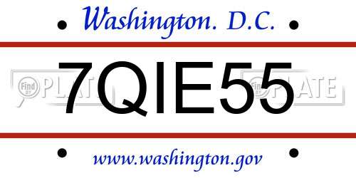 7QIE55 District Of Columbia License Plate