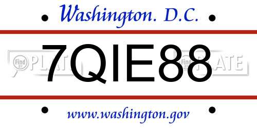 7QIE88 District Of Columbia License Plate