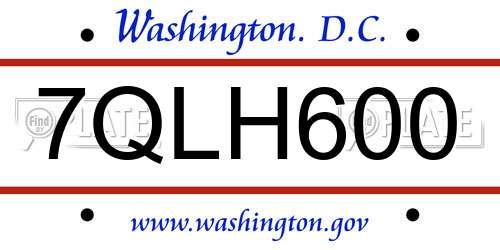 7QLH600 District Of Columbia License Plate