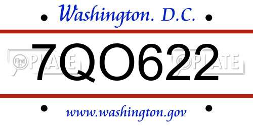 7QO622 District Of Columbia License Plate