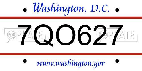 7QO627 District Of Columbia License Plate