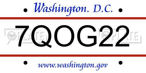 7QOG22 District Of Columbia License Plate