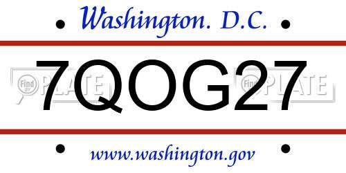 7QOG27 District Of Columbia License Plate