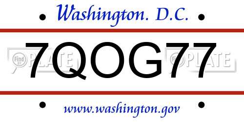 7QOG77 District Of Columbia License Plate