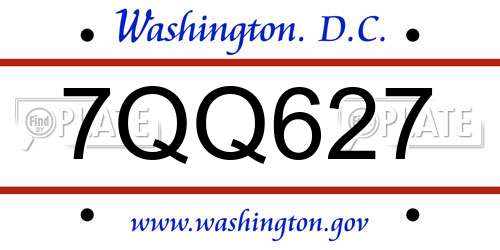7QQ627 District Of Columbia License Plate