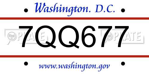 7QQ677 District Of Columbia License Plate