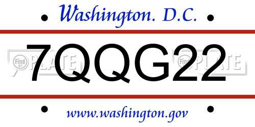 7QQG22 District Of Columbia License Plate