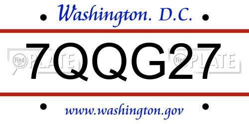 7QQG27 District Of Columbia License Plate