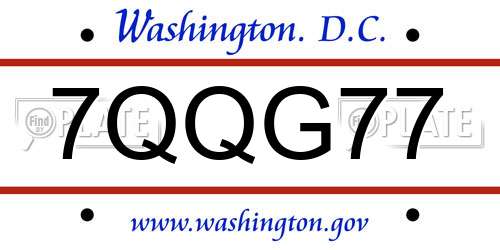 7QQG77 District Of Columbia License Plate