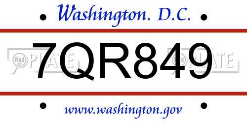 7QR849 District Of Columbia License Plate