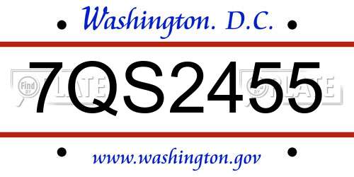 7QS2455 District Of Columbia License Plate
