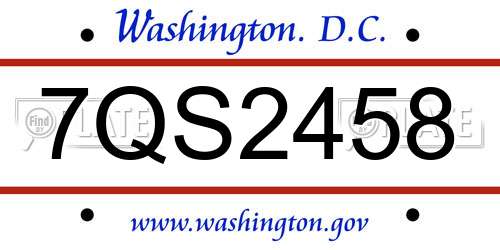 7QS2458 District Of Columbia License Plate