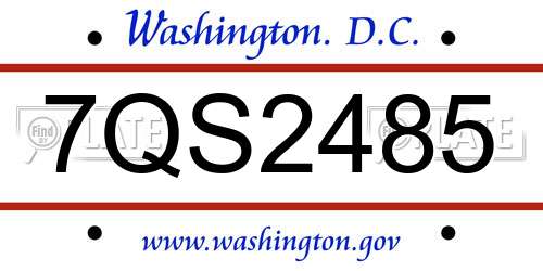 7QS2485 District Of Columbia License Plate