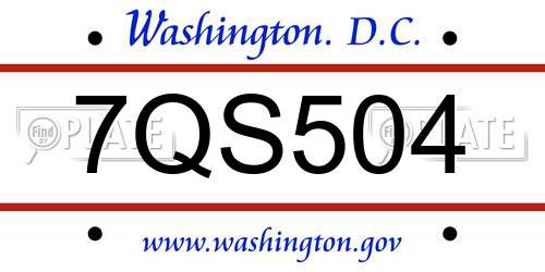 7QS504 District Of Columbia License Plate