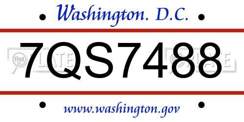 7QS7488 District Of Columbia License Plate