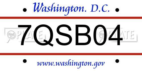7QSB04 District Of Columbia License Plate