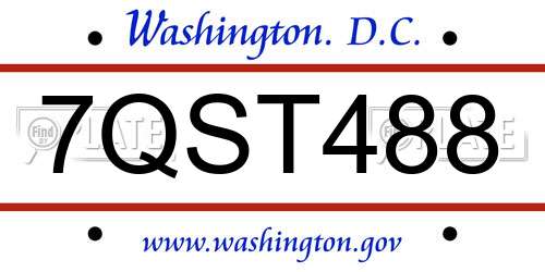 7QST488 District Of Columbia License Plate