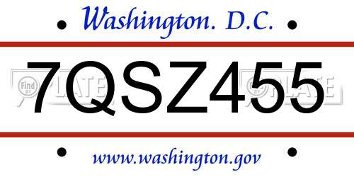 7QSZ455 District Of Columbia License Plate