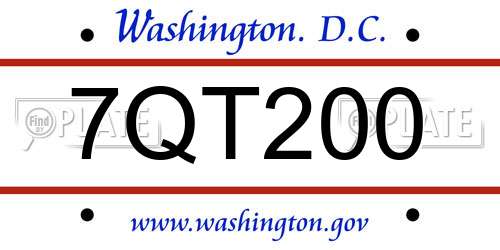 7QT200 District Of Columbia License Plate