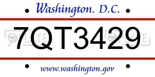 7QT3429 District Of Columbia License Plate