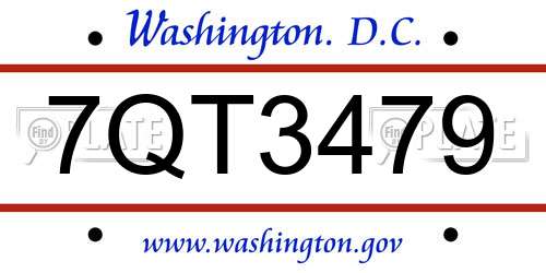 7QT3479 District Of Columbia License Plate
