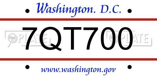 7QT700 District Of Columbia License Plate