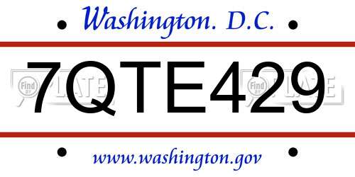 7QTE429 District Of Columbia License Plate