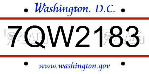 7QW2183 District Of Columbia License Plate