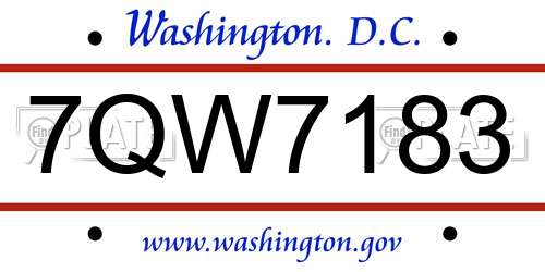 7QW7183 District Of Columbia License Plate