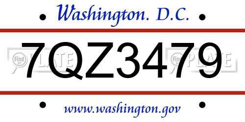 7QZ3479 District Of Columbia License Plate