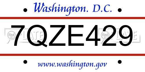 7QZE429 District Of Columbia License Plate