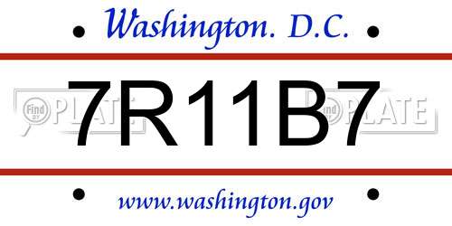 7R11B7 District Of Columbia License Plate