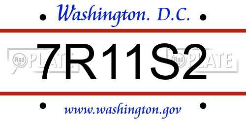 7R11S2 District Of Columbia License Plate