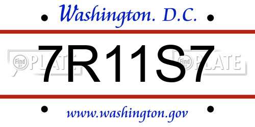 7R11S7 District Of Columbia License Plate