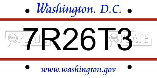 7R26T3 District Of Columbia License Plate