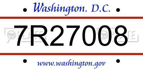 7R27008 District Of Columbia License Plate