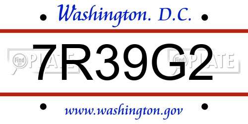 7R39G2 District Of Columbia License Plate